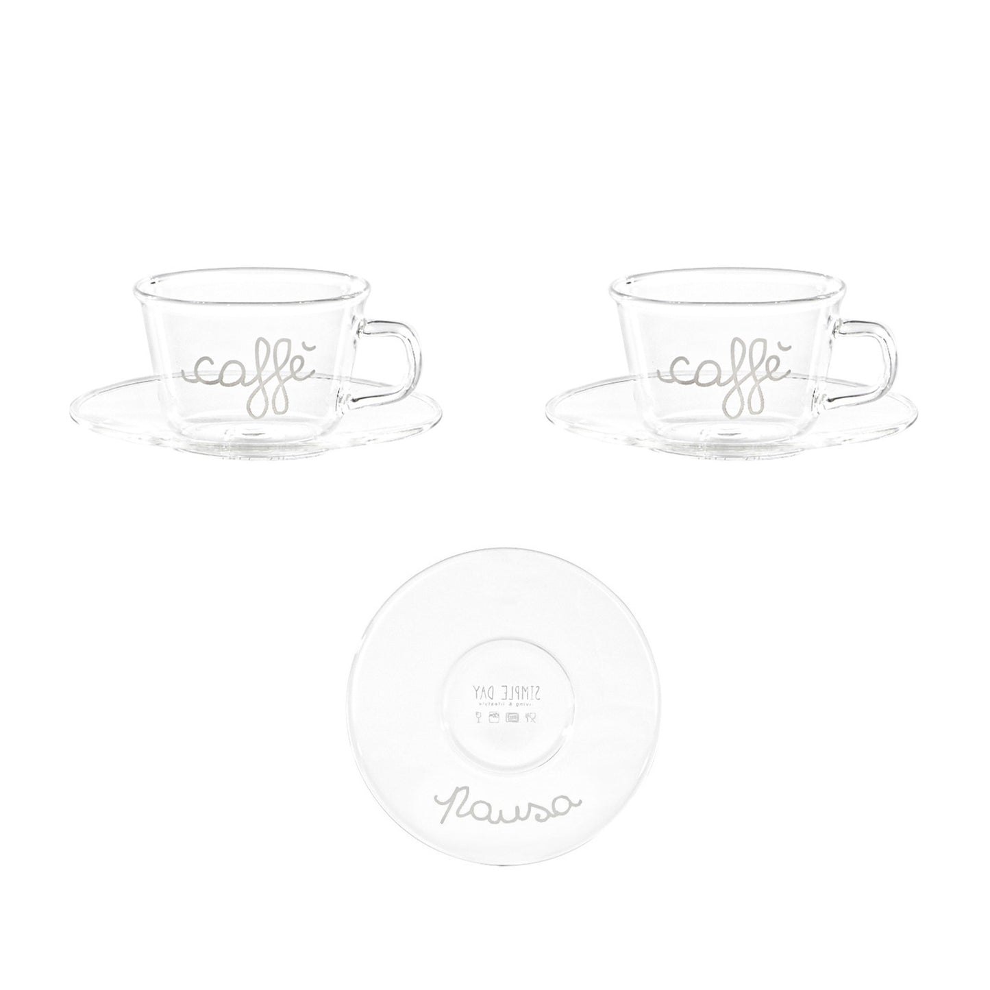 SIMPLE DAY - SET 2 TAZZINE CON PIATTINO IN VETRO