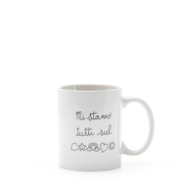 tazza bianca con scritta