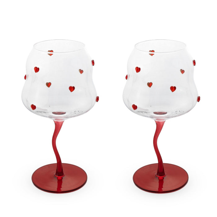 SET 2 CALICI COCKTAIL IN VETRO CUORI