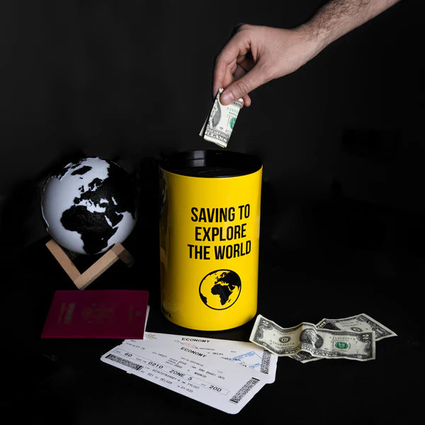 SALVADANAIO IN LATTA EXPLORE THE WORLD