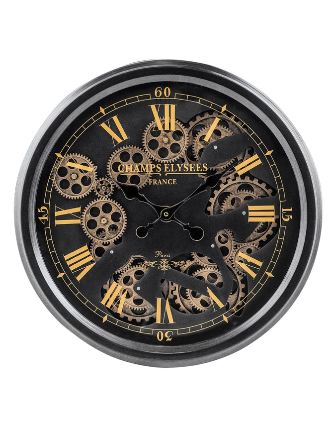 OROLOGIO GRANDE DA PARETE CON INGRANAGGI IN MOVIMENTO