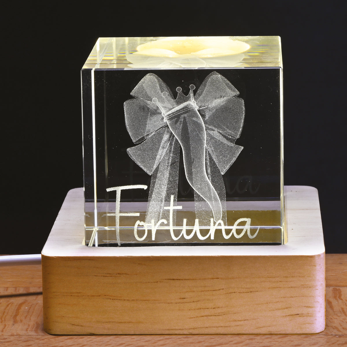 CUBO IN VETRO CON LED | FORTUNA