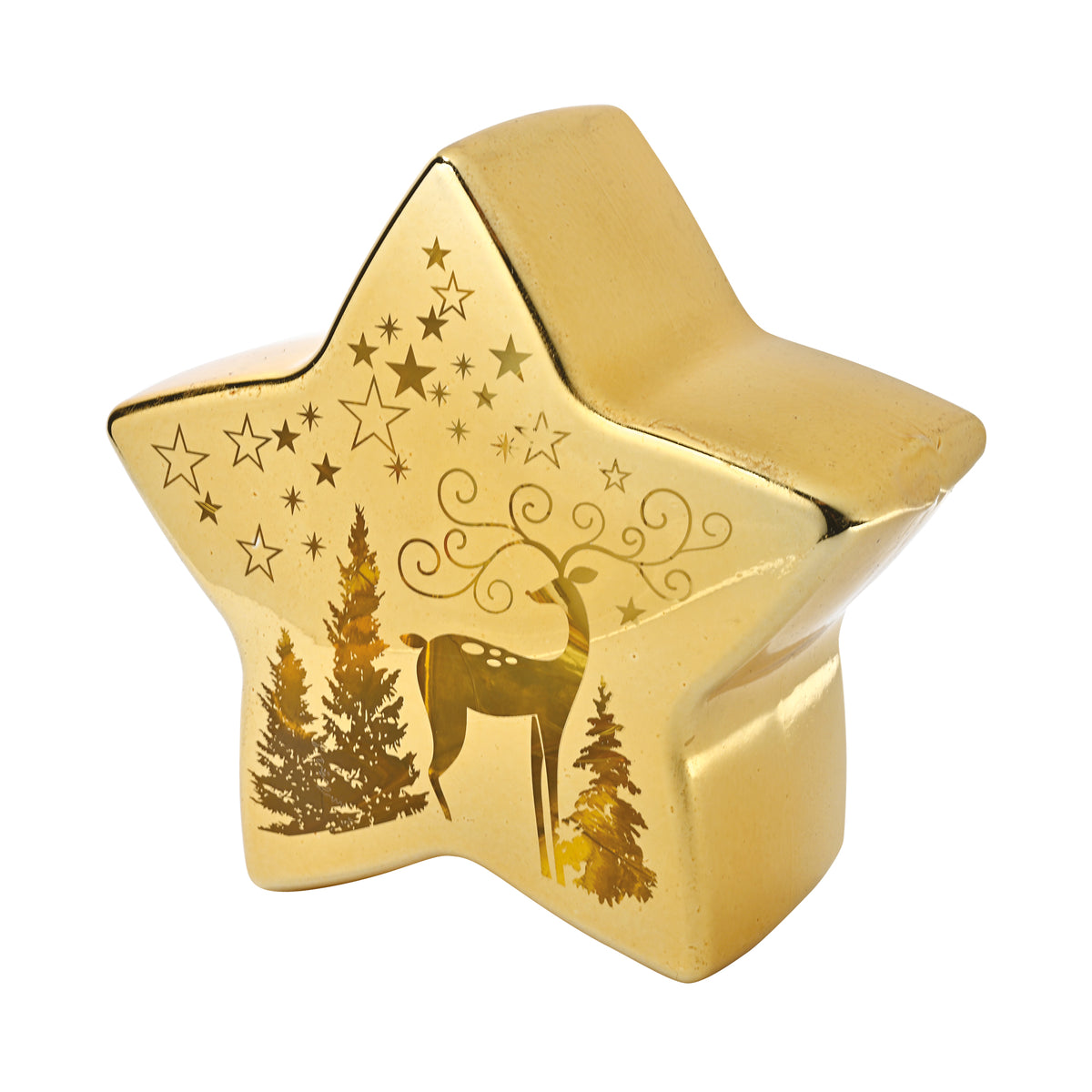 STELLA IN VETRO CON LED - ORO O ARGENTO