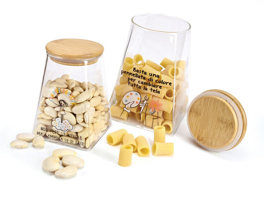 BARATTOLO IN VETRO CON TAPPO IN LEGNO