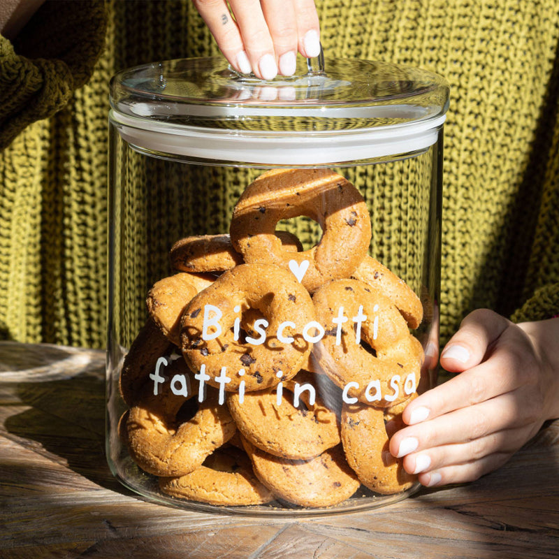 BARATTOLO PER BISCOTTI IN VETRO DECORATO