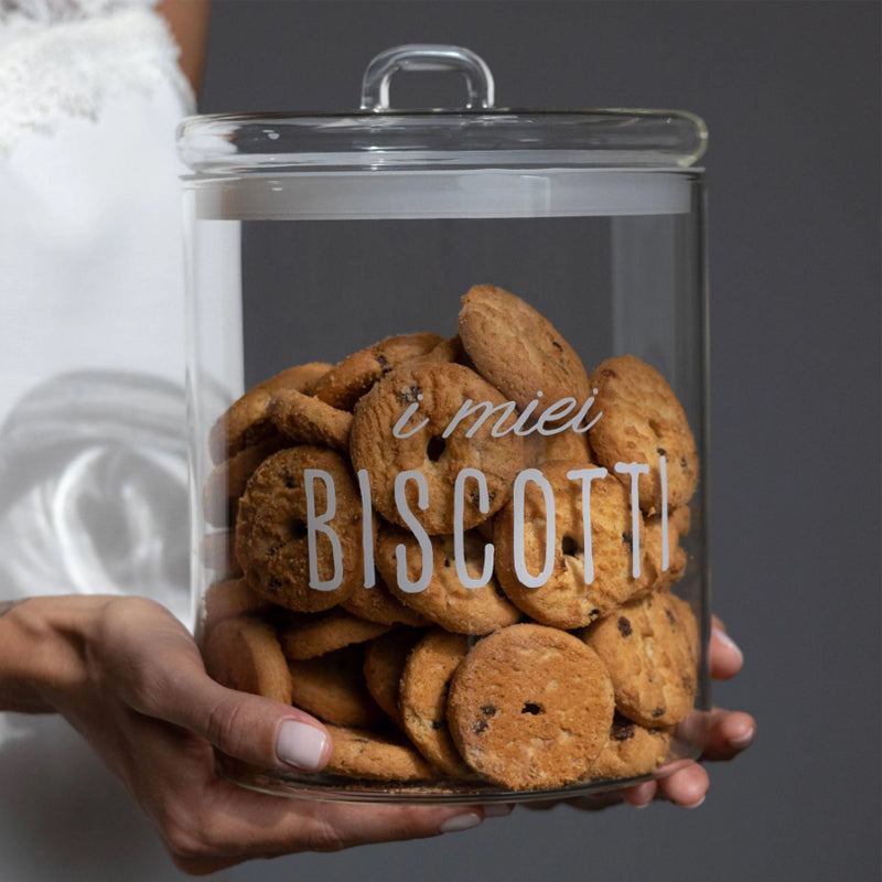 BARATTOLO PER BISCOTTI IN VETRO DECORATO