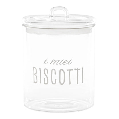 BARATTOLO PER BISCOTTI IN VETRO DECORATO