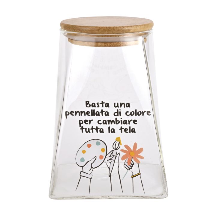 BARATTOLO IN VETRO CON TAPPO IN LEGNO