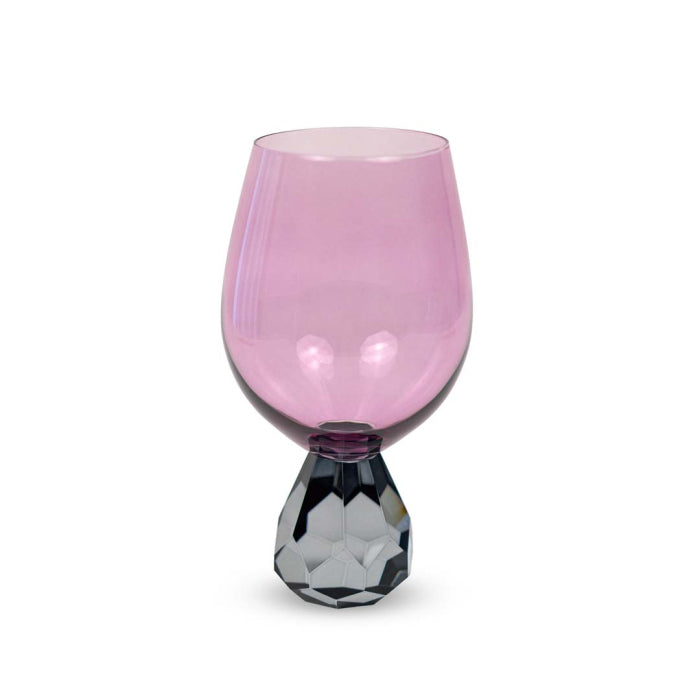 BICCHIERE IN VETRO CON BASE EFFETTO DIAMANTE