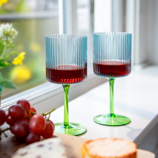 SET 2 BICCHIERI VINO IN VETRO COLORATO