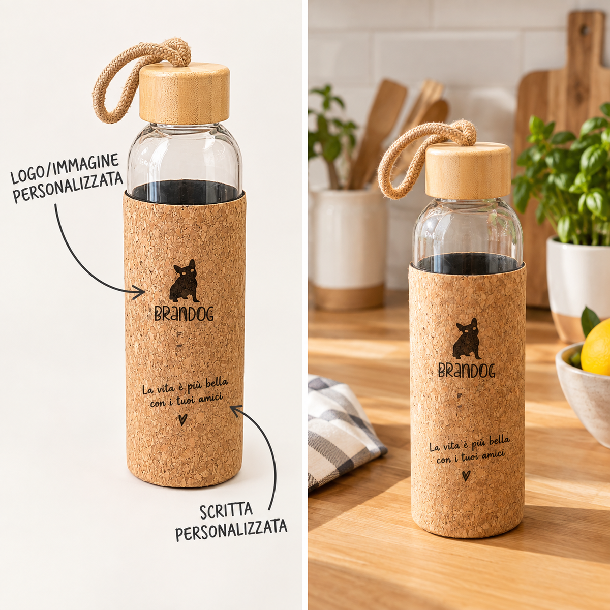 BOTTIGLIA IN VETRO PERSONALIZZABILE | BRANDOG DESIGN
