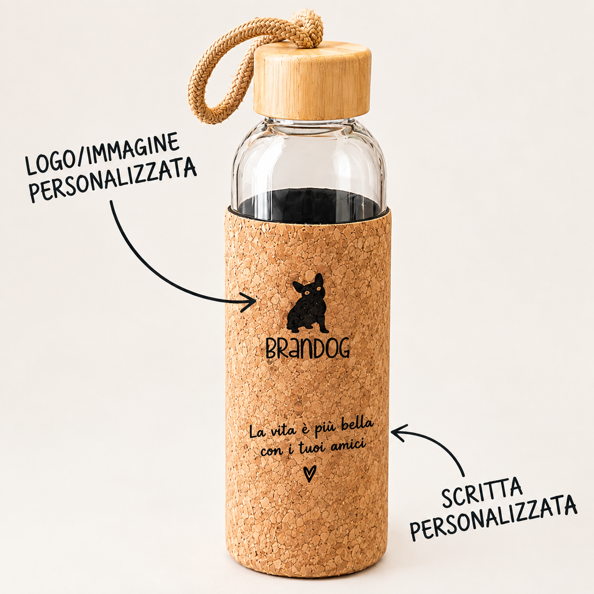 BOTTIGLIA IN VETRO PERSONALIZZABILE | BRANDOG DESIGN