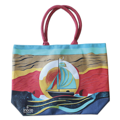 BORSA IN CANVAS CON VENTAGLIO ABBINATO