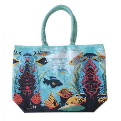 BORSA IN CANVAS CON VENTAGLIO ABBINATO