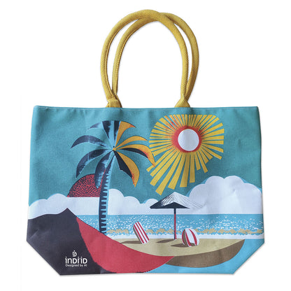 BORSA IN CANVAS CON VENTAGLIO ABBINATO