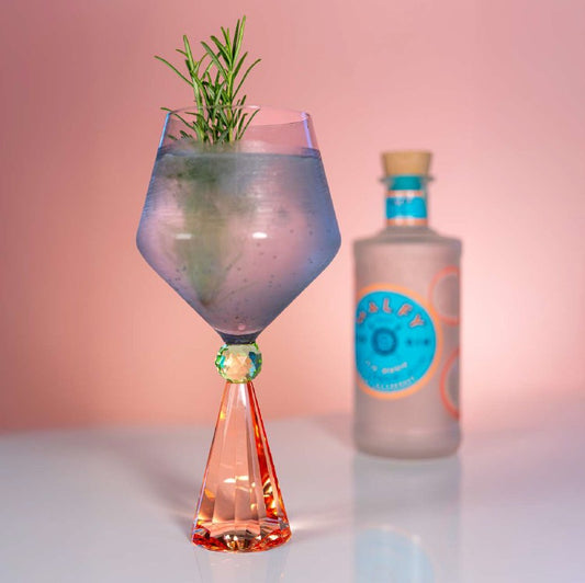 CALICE IN VETRO CON BASE EFFETTO DIAMANTE