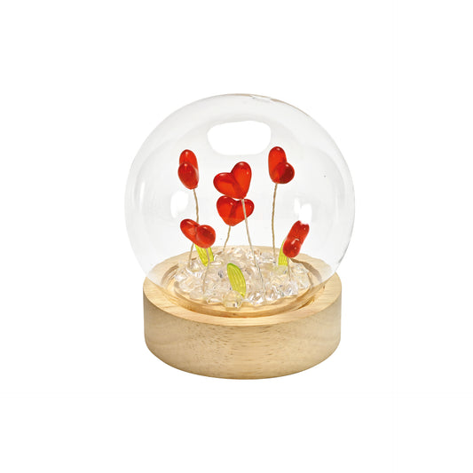 CLOCHE IN VETRO CON CUORI E LED