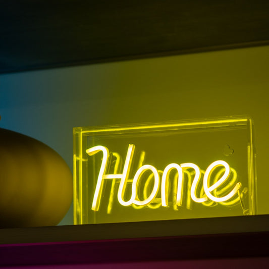 INSEGNA NEON HOME CON CORNICE IN PLEXIGLASS