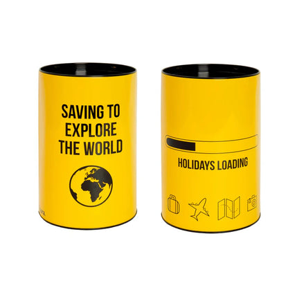 SALVADANAIO IN LATTA EXPLORE THE WORLD