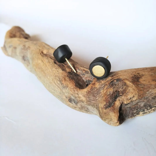 ORECCHINI ARTIGIANALI ECLISSI IN ARDESIA E OTTONE