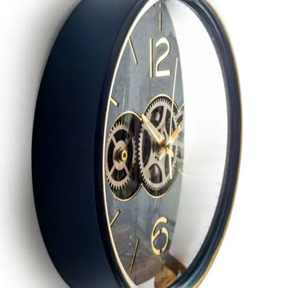OROLOGIO DA PARETE INDUSTRIAL DESIGN CON INGRANAGGI IN MOVIMENTO