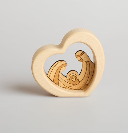PRESEPE CUORE IN LEGNO DI FAGGIO MASSICCIO