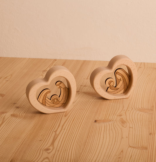 PRESEPE CUORE IN LEGNO DI FAGGIO MASSICCIO