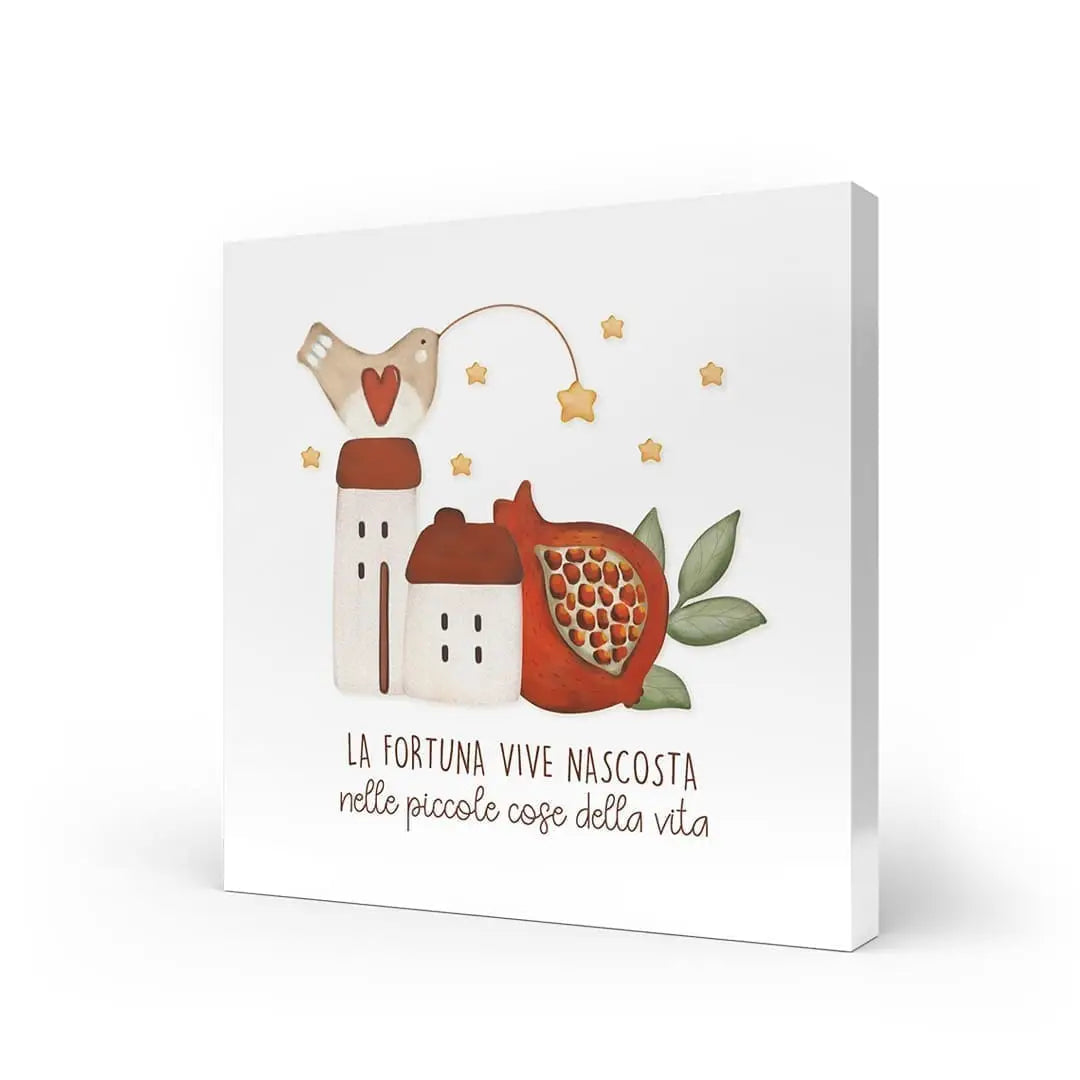 QUADRO IN LEGNO LACCATO CON STAMPA E SCRITTA