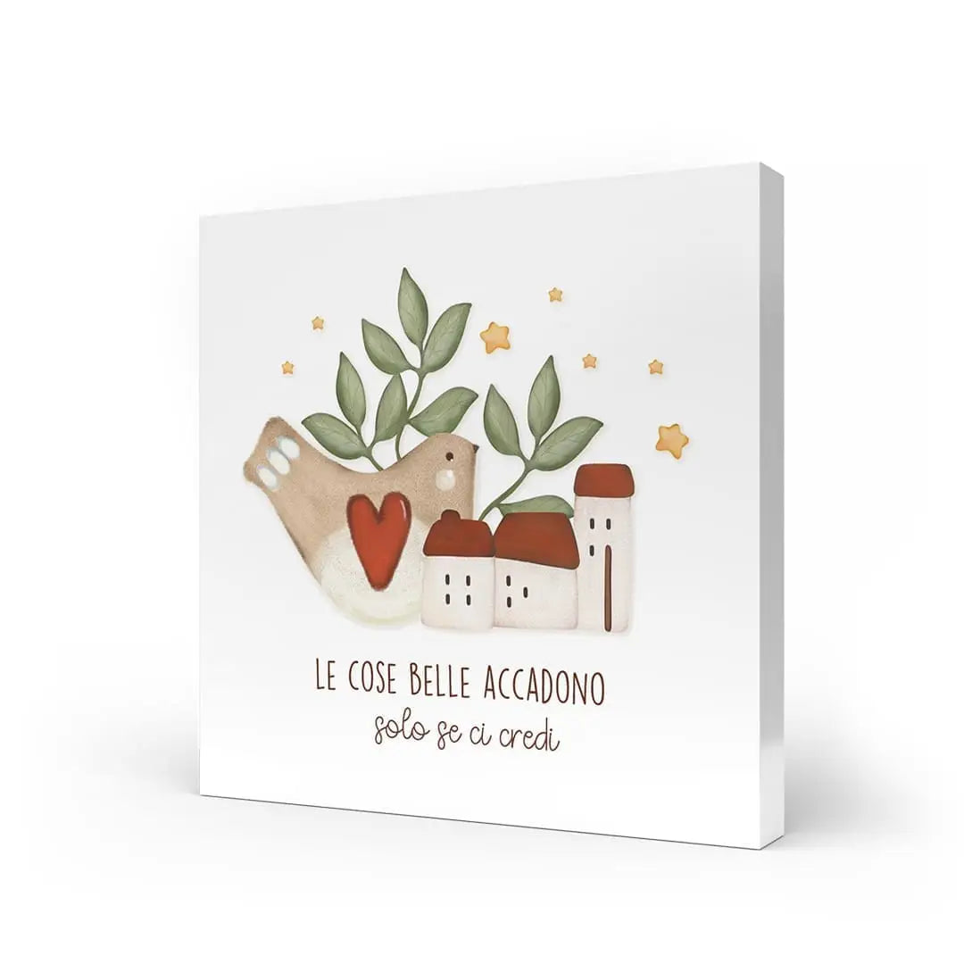 QUADRO IN LEGNO LACCATO CON STAMPA E SCRITTA