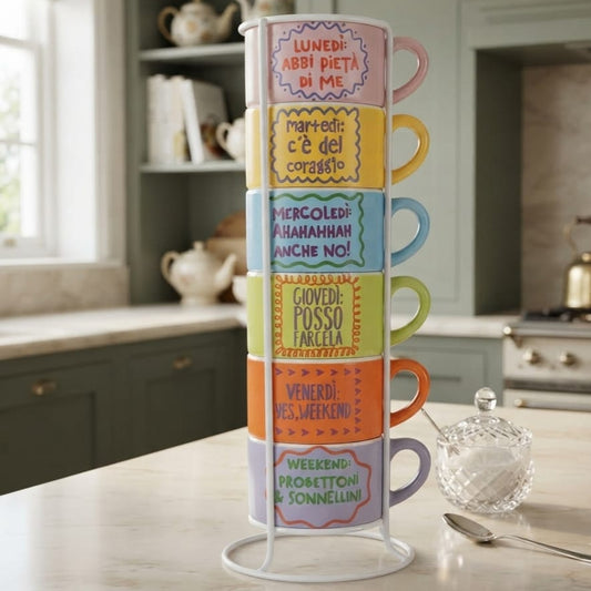 SET 6 TAZZINE DA CAFFE' CON STAND | MORE AMORE