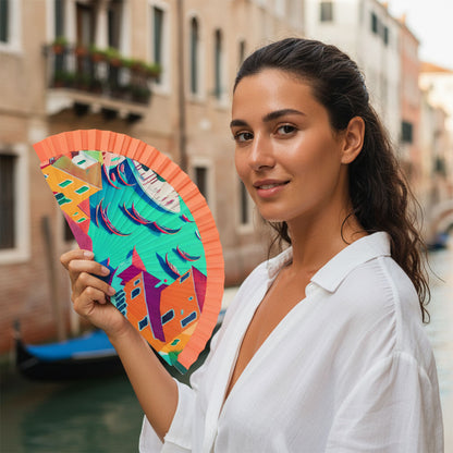BORSA IN CANVAS CON VENTAGLIO ABBINATO