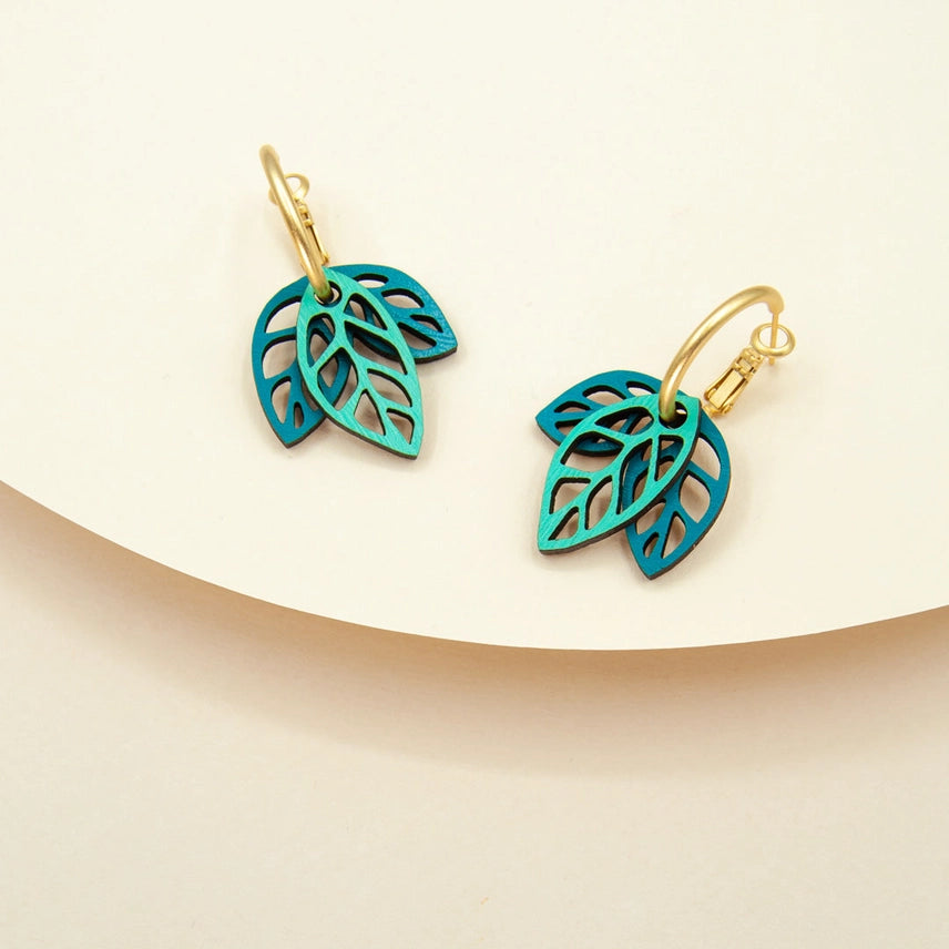 ORECCHINI IN LEGNO FOGLIE