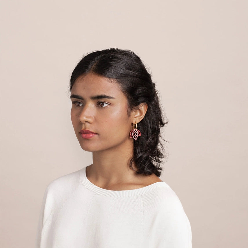 ORECCHINI IN LEGNO FOGLIE