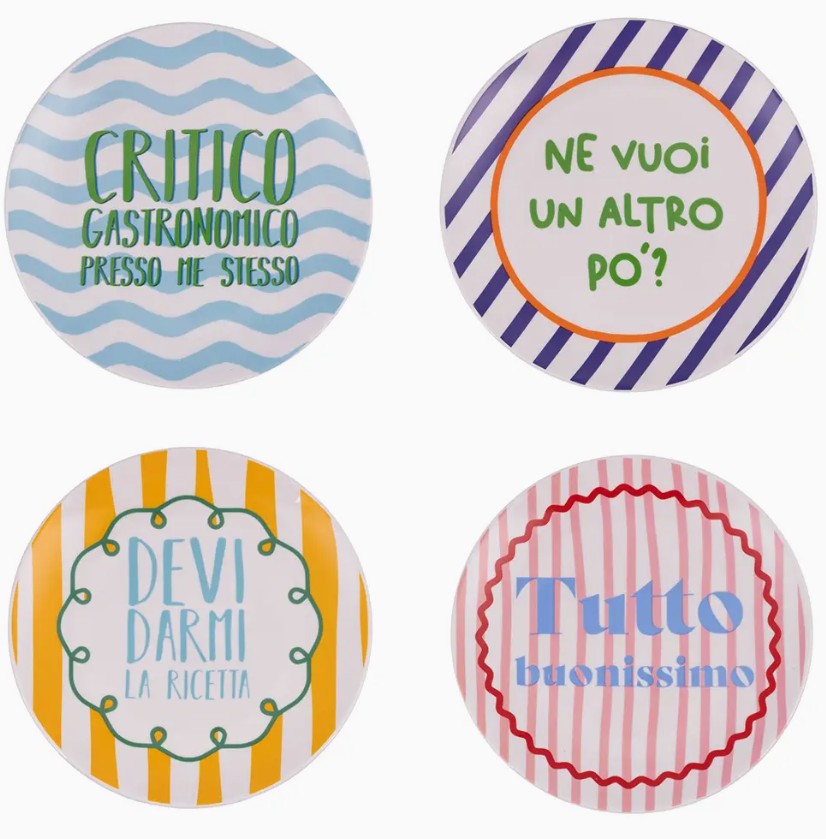 SET 4 PIATTI DA DESSERT CON SCRITTA