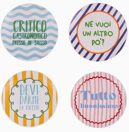 SET 4 PIATTI DA DESSERT CON SCRITTA
