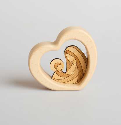 PRESEPE CUORE IN LEGNO DI FAGGIO MASSICCIO