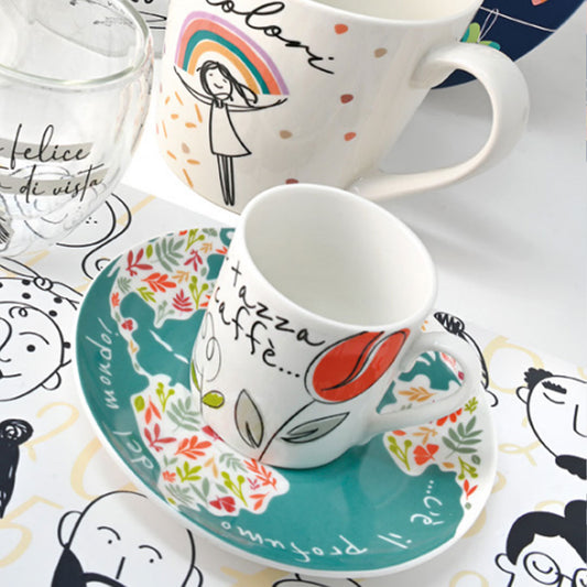 SET 2 TAZZINE DA CAFFE' CON PIATTINO