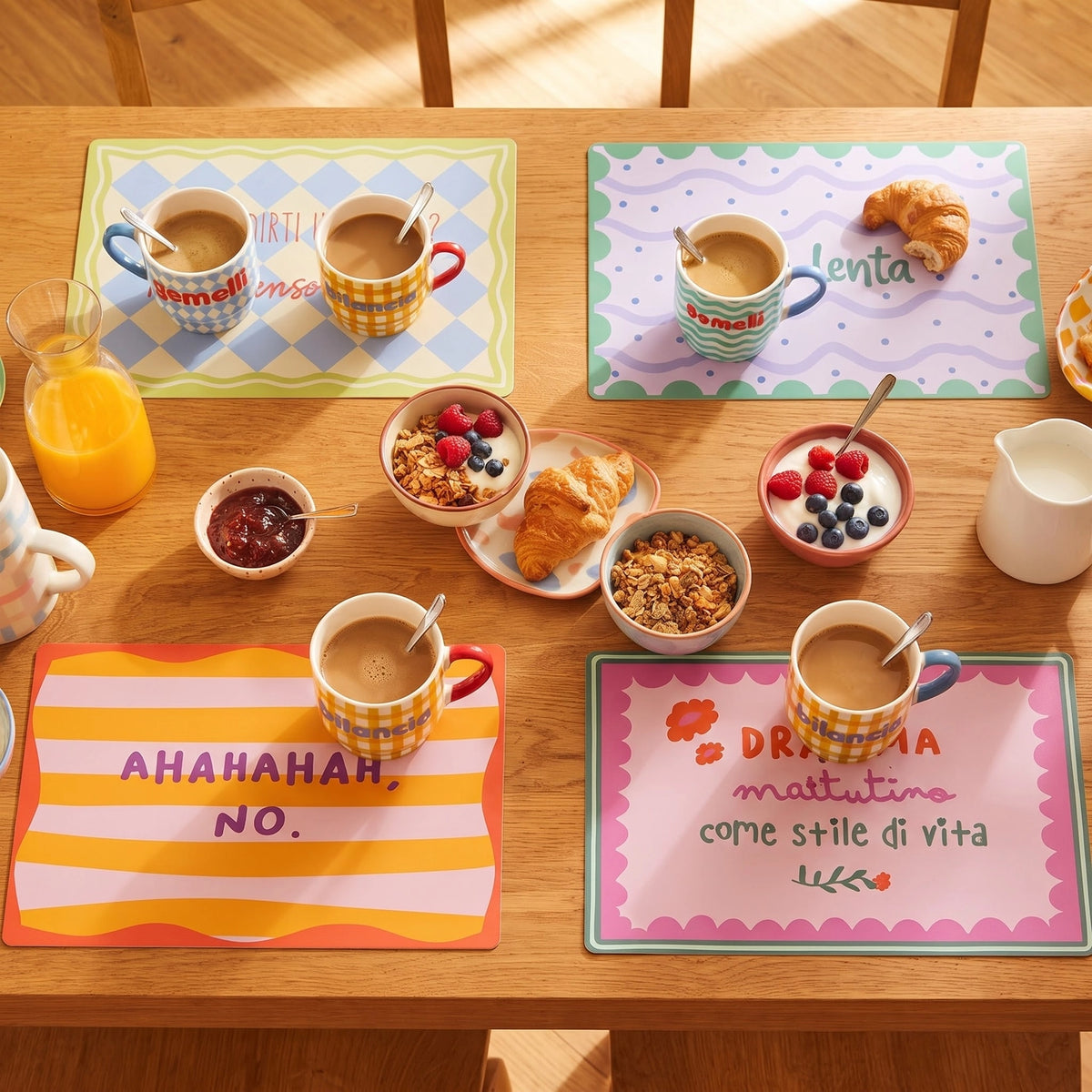 TOVAGLIETTE PER LA COLAZIONE CON SCRITTE | MORE AMORE